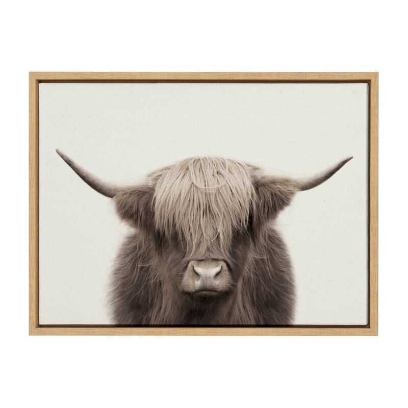 Kate and Laurel Sylvie Cow Canvas by The Creative Bunch Studio - 18x24 - Plastic - Natural
