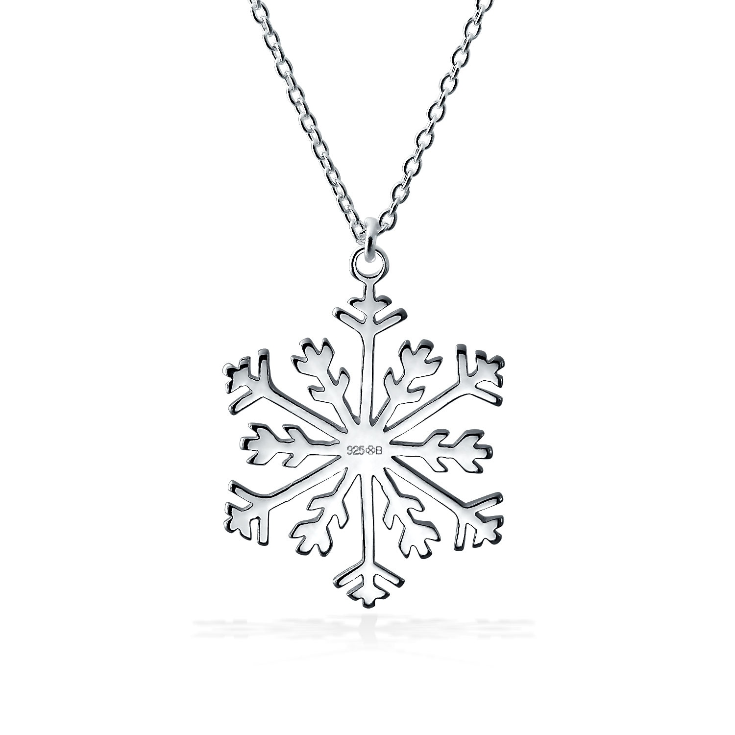Snowflake Pendant Necklace,Haluoo 925 Sterling Silver Pendant Necklace Women Delicate Rhinestone Snowflake Pendant Chain Dainty Cubic Zirconia Romantic Lewelry Gift Xmas Gifts