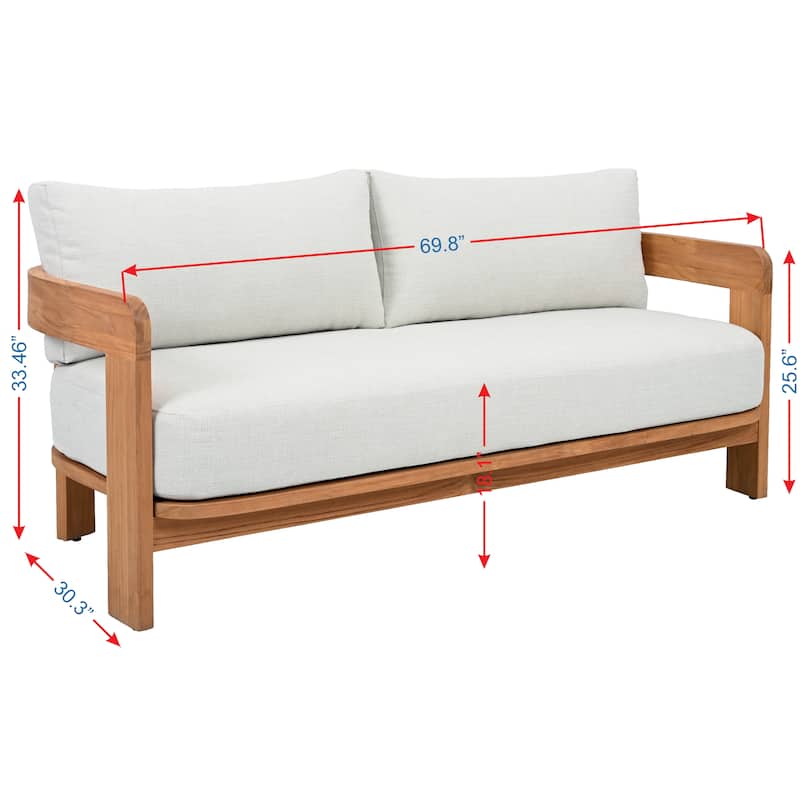 SAFAVIEH Couture Achilles Teak Patio Sofa