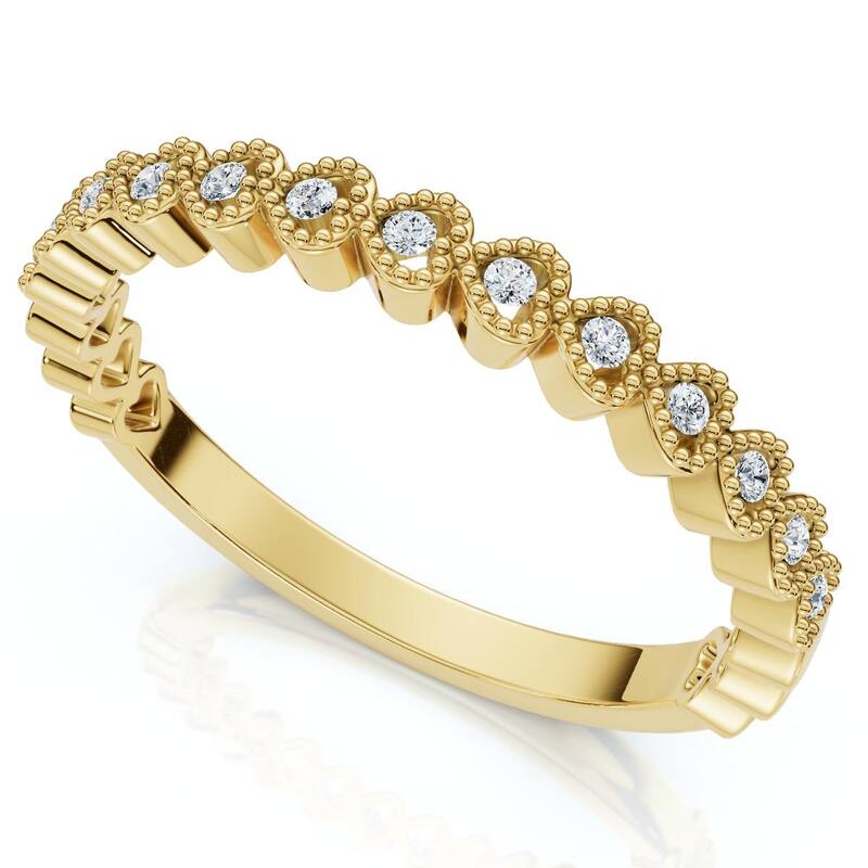 Bliss Diamond Stackable Women's Wedding Diamond Anniversary Heart Band Gold Lab Grown - 4 - Yellow