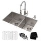preview thumbnail 23 of 45, Kraus 3-in-1 Set Undermount Kitchen Sink, Pulldown Faucet, Dispenser Stainless Steel/ Chrome
