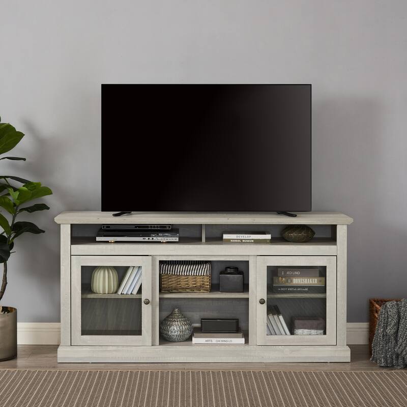 TV Stand for up to 65'' TVs, Farmhouse Entertainment Center with Glass Doors