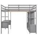 preview thumbnail 16 of 17, Full Size Loft Bed with Built-in Desk with 2 Drawers and Shelves, Grey