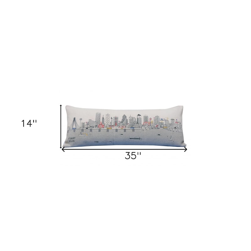 HomeRoots 35" White Dallas Daylight Skyline Lumbar Decorative Pillow