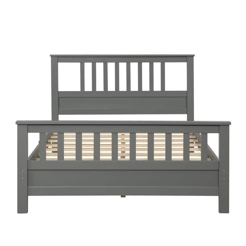 Full Size Wood Platform Bed with Headboard and Footboard