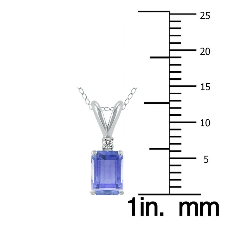 Marquee 14K White Gold 6x4MM Emerald Shaped Tanzanite and Diamond Pendant