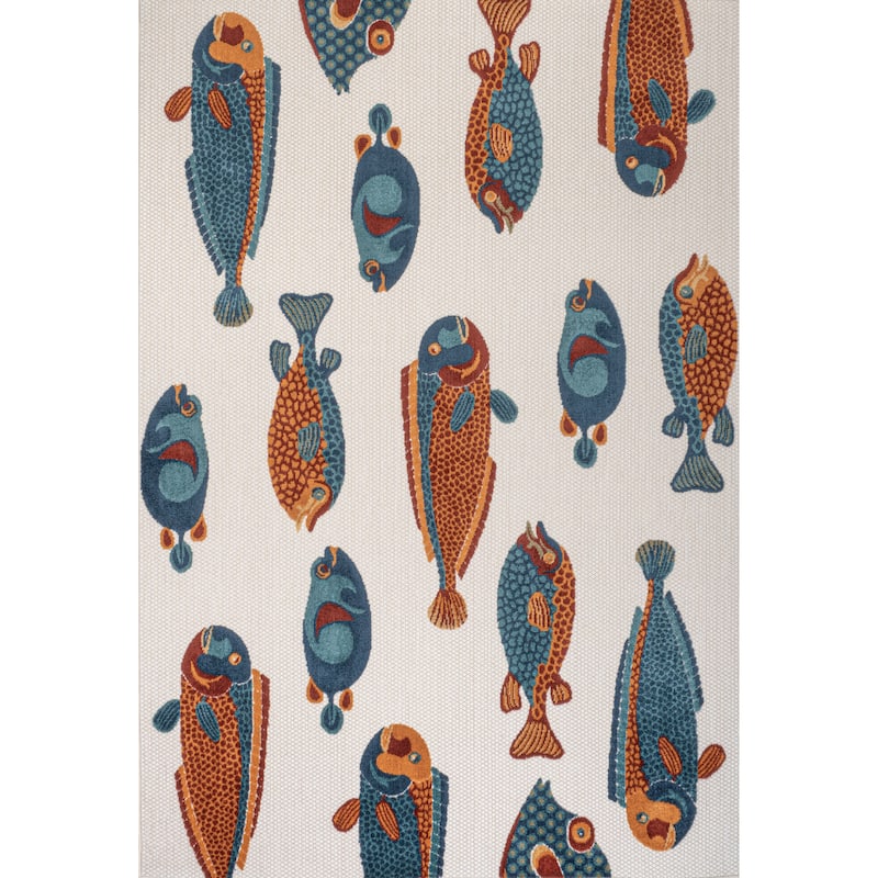 JONATHAN Y Aranciata Modern Fish High-Low Indoor/Outdoor Area Rug