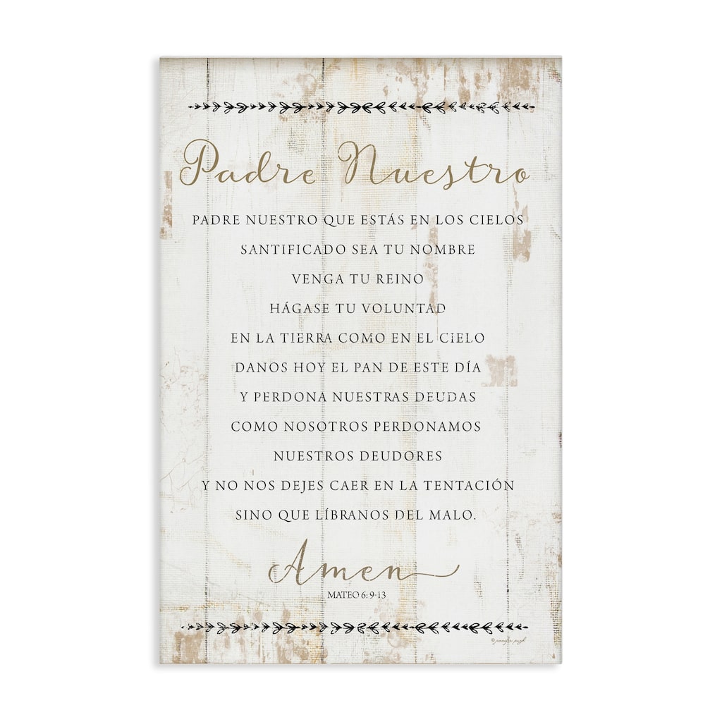Stupell Padre Nuestro Oración Canvas Wall Art Design By Jennifer Pugh