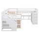 preview thumbnail 5 of 18, Versatility Galore Twin-Twin over Full L-Shaped Bunk Bed With 3 Drawers, Portable Desk and Wardrobe, Maximized space, White