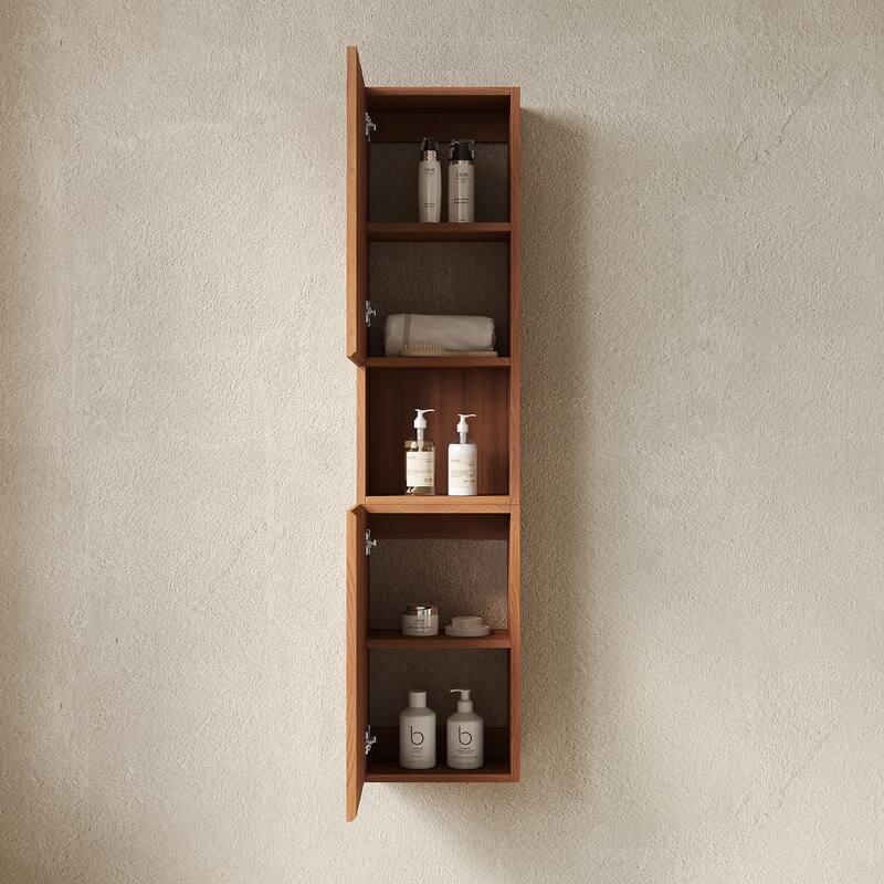 59" Tall Bathroom Wall Mounted Cabinet, Narrow Storage Cabinet with Doors and Shelves, Suitable for Small Spaces