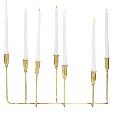 Metal Long Tapered 7 Holder Decorative Candelabra - Gold or Black - CosmoLiving by Cosmopolitan