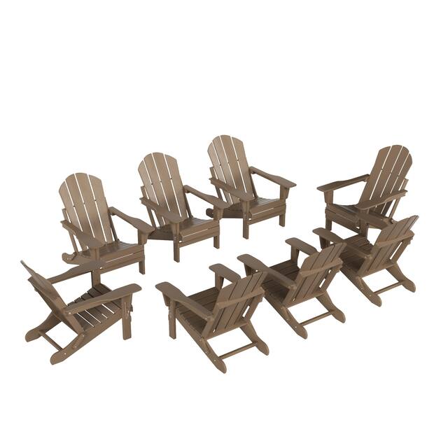 Laguna Poly Folding Adirondack Chair (Set of 8) - Weathered Wood
