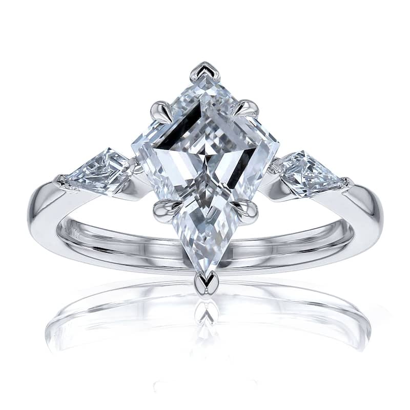 Kobelli 2.44 Carats Kite Diamond 14k Solid White Gold Lab Grown 3-Stone Artemis Engagement Ring (EF/VS, Certified)