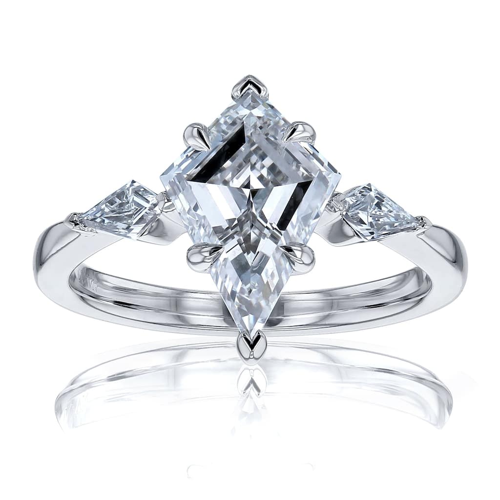 Kobelli 2.44 Carats Kite Diamond 14k Solid White Gold Lab Grown 3-Stone Artemis Engagement Ring (EF/VS, Certified)