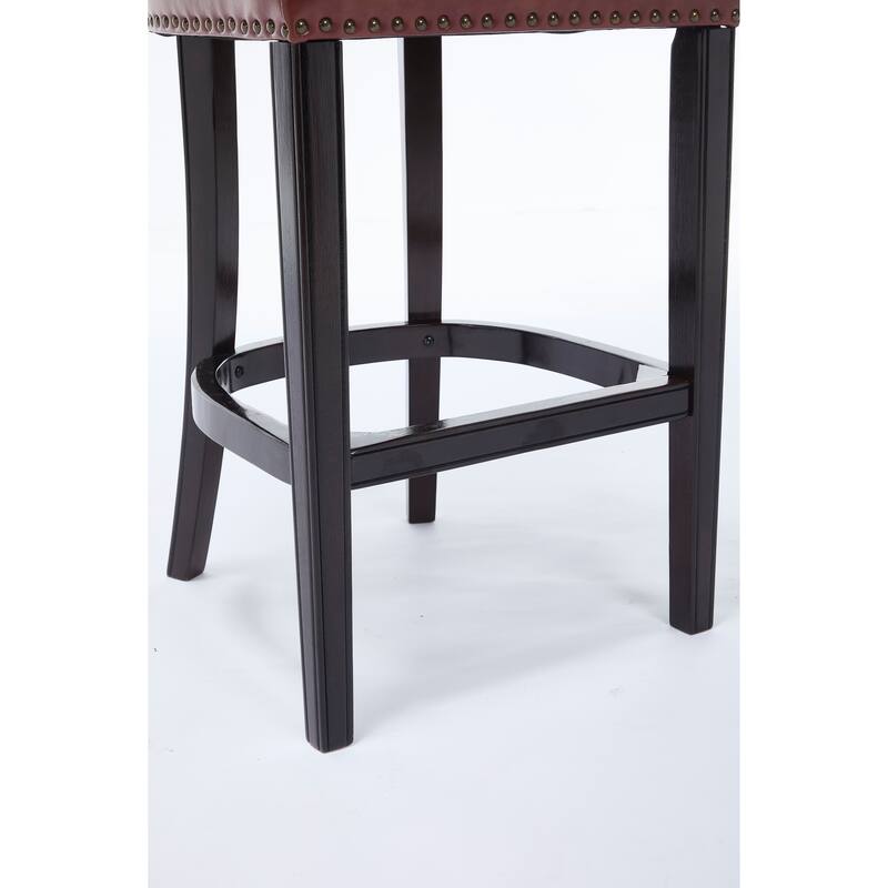 Bar Stools Set of 2,Seat Height 26" Leather Wooden Bar Stools