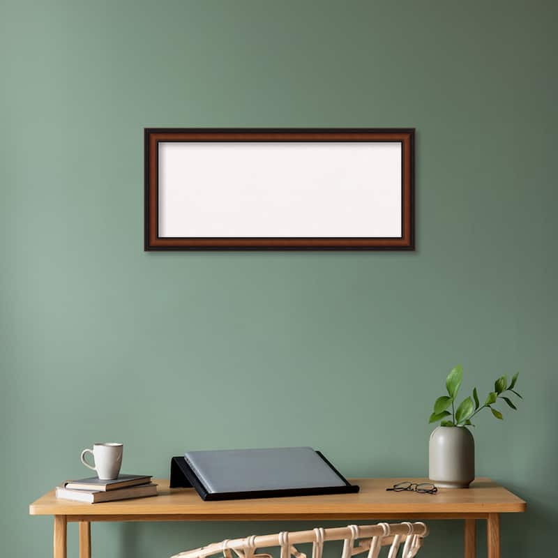 Cyprus Walnut Narrow Wood Framed White Corkboard Bulletin Board