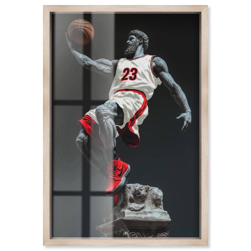 Basketball White Uniform Shadowbox by Art Remedy - Natural - 16" x 24"