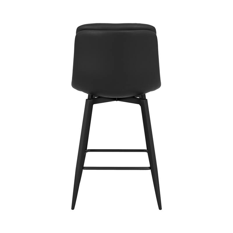 Upholstered Faux Leather Bar Stools with Back and Metal Legs Set of 2/3/4, 26" H Seat Height, 360° Swivel Bar Stools Brown