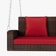 preview thumbnail 48 of 47, 2-Person Wicker Hanging Porch Swing with Chains, Cushion and Pillow
