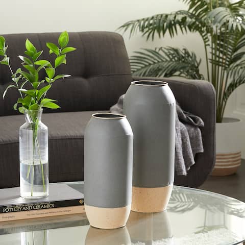 Grey Iron Contemporary Vase (Set of 2)