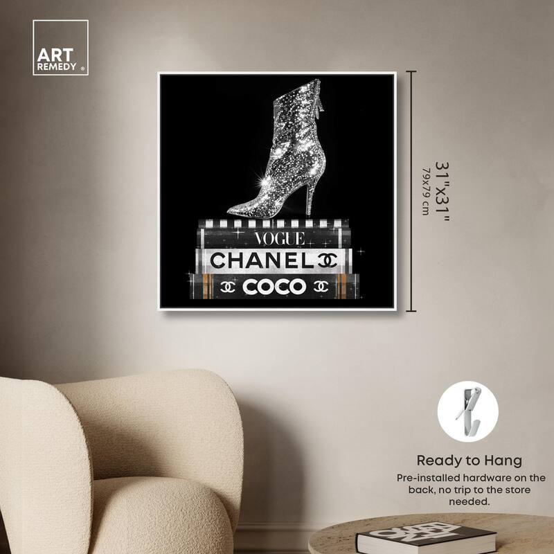 Cosmic Heel Boot and Books Canvas by Art Remedy