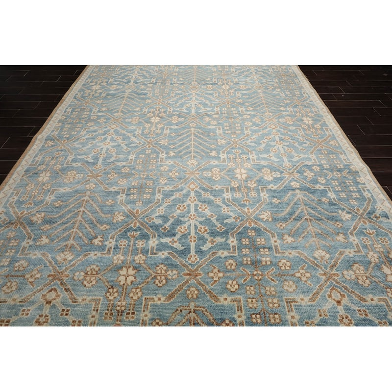 Hand Knotted Transitional Oushak Aqua Wool Oriental Area Rug