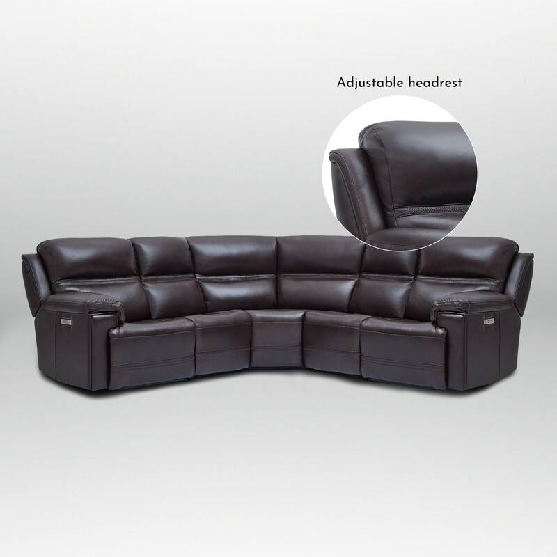108" W Premium Genuine Leather Dual-Power Sectional Sofa with Zero Gravity, USB & Type-C Ports and 1 Power armless chair