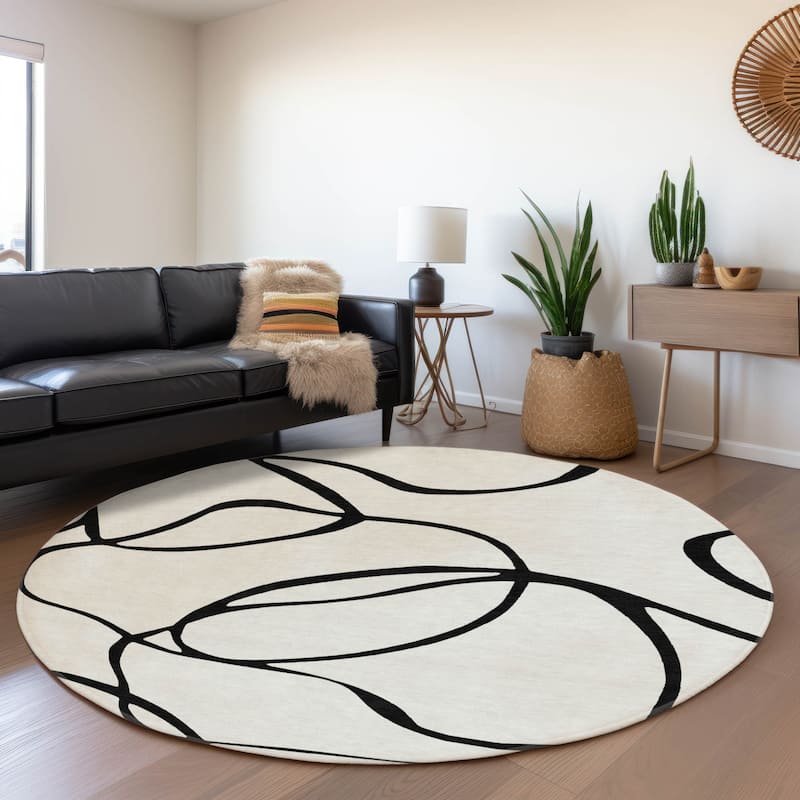 Premium Washable Super Soft Abstract Dash Mayfield Rug - White - 8' x 8'