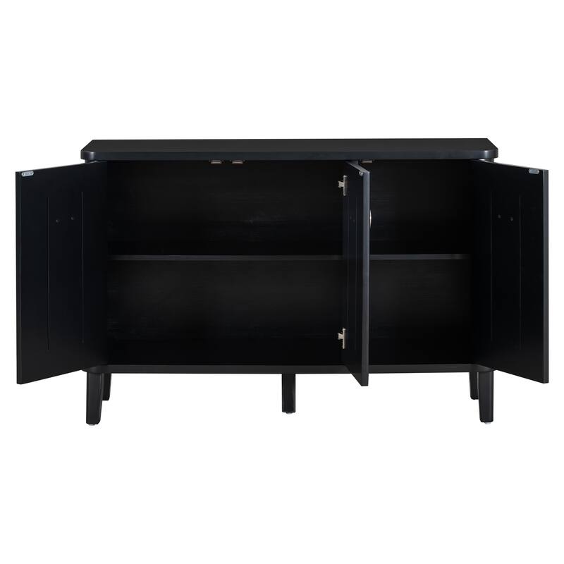 Modern Solid Wood Cabinet with Three Acacia Solid Doors and Adjustable Shelves Ideal for Living Room, Study, Corridor