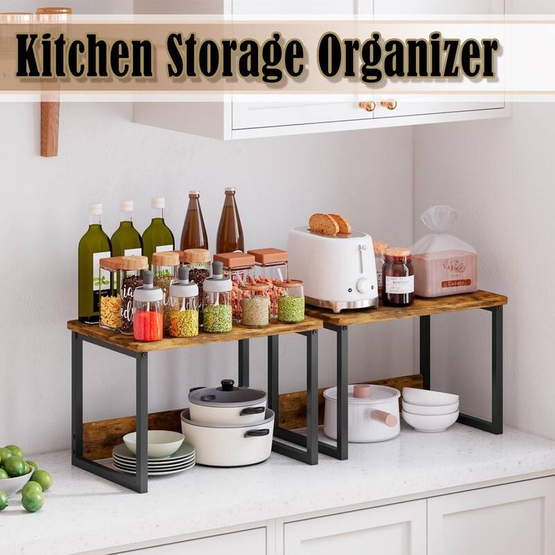 Kitchen Countertop Organizer Cabinet Shelf - 12.4"D x 17"W x 12"H