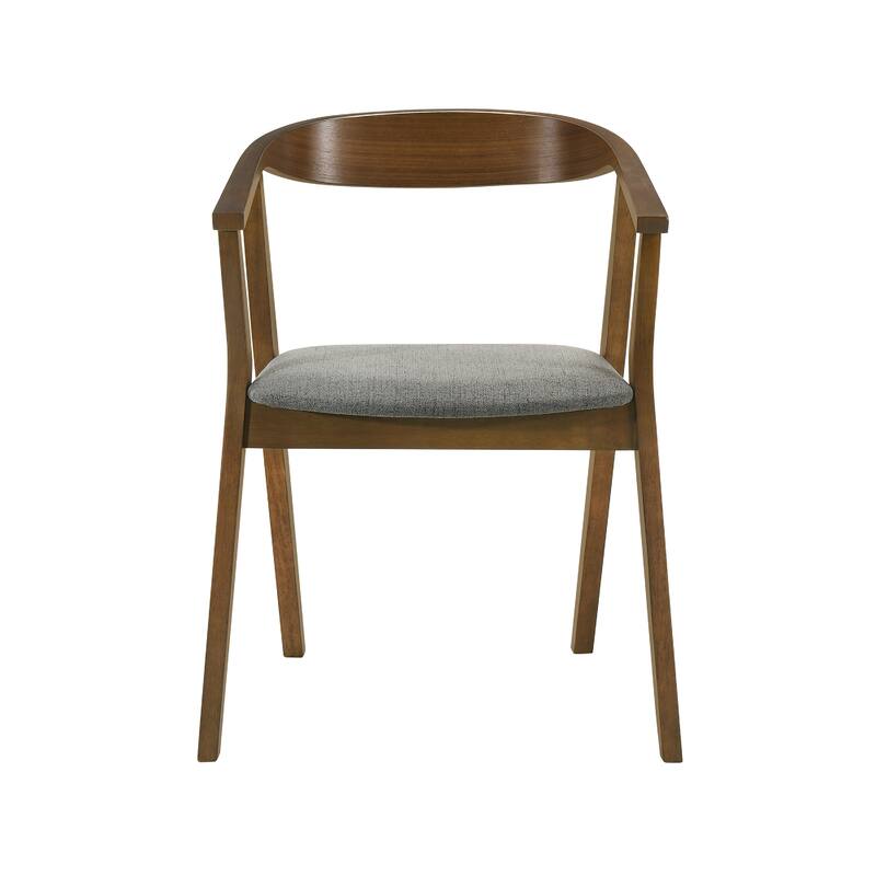 Alana Dining Chair Set of 2, Walnut Brown Wood, Charcoal Gray Fabric