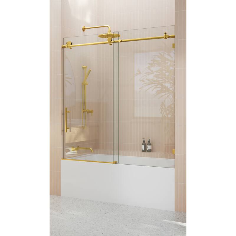 Glass Warehouse 52 in. - 56 in. x 60in. Frameless Bath Tub Sliding Shower Door