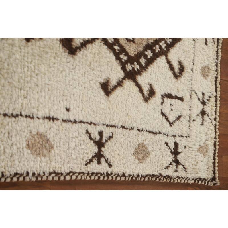 Plush Geometric Anatolian Turkish Runner Rug Hand-knotted Wool Carpet - 3'7"x 11'2"