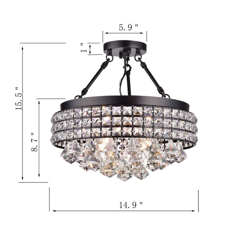 Leonce 4 - Light Chandelier Style Drum Semi Flush Mount