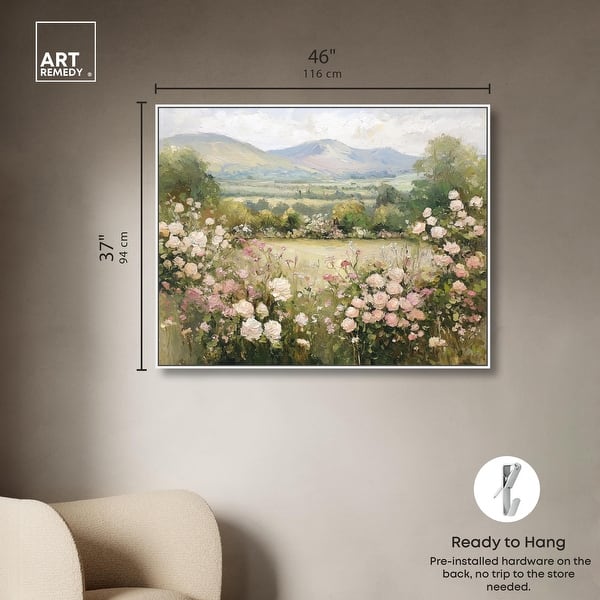 dimension image slide 5 of 16, Valley in Bloom Farmhouse Art Framed Canvas Print by Art Remedy