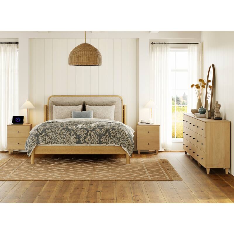 WAMPAT 9-Drawer Wide Dresser and Nightstands Set of 3 for Bedroom