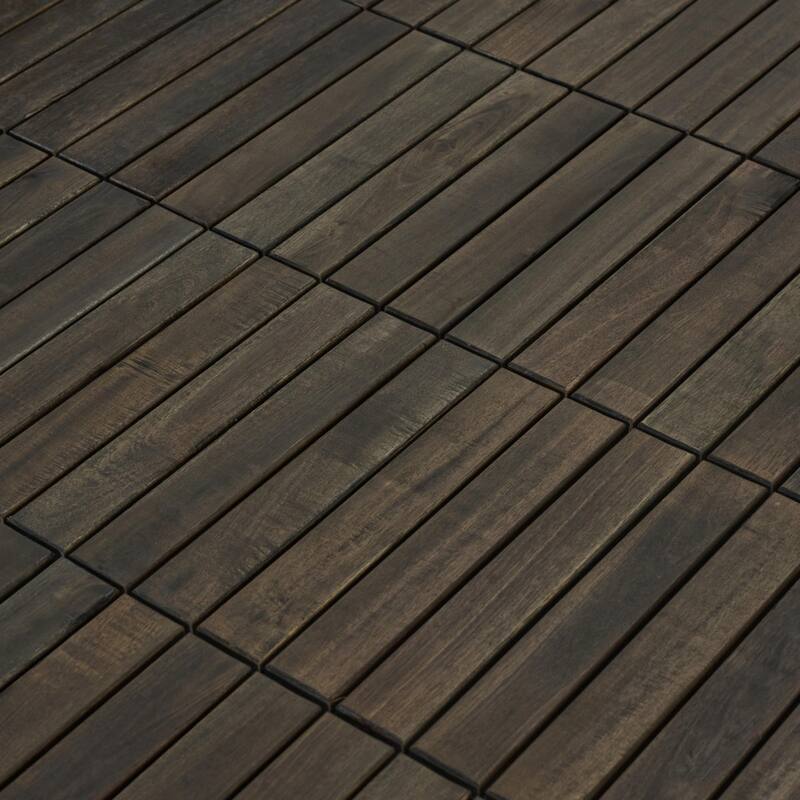 12" x 12" Dark Brown Square Interlocking Deck Tiles Striped Pattern