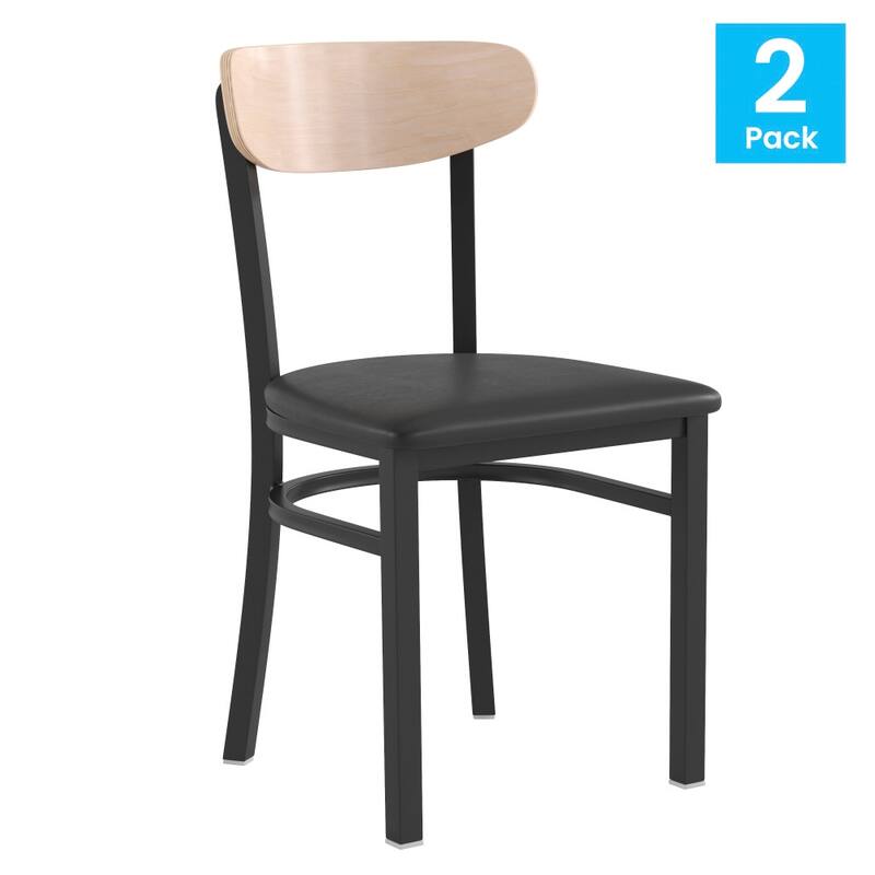 2PK Commercial Metal Dining Chairs with Boomerang Back