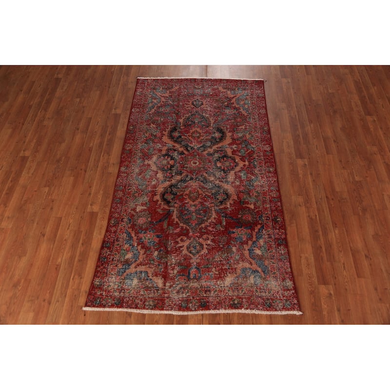 Red Floral Lilian Persian Rug Handmade Wool Carpet - 4'0" x 7'1"