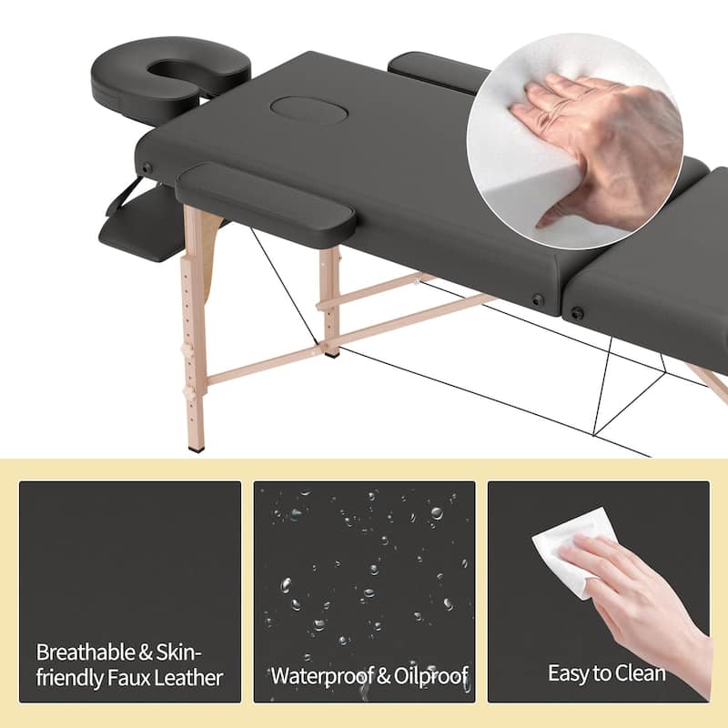 Portable Massage Table Foldable Spa Lash Bed with Adjustable Headrest