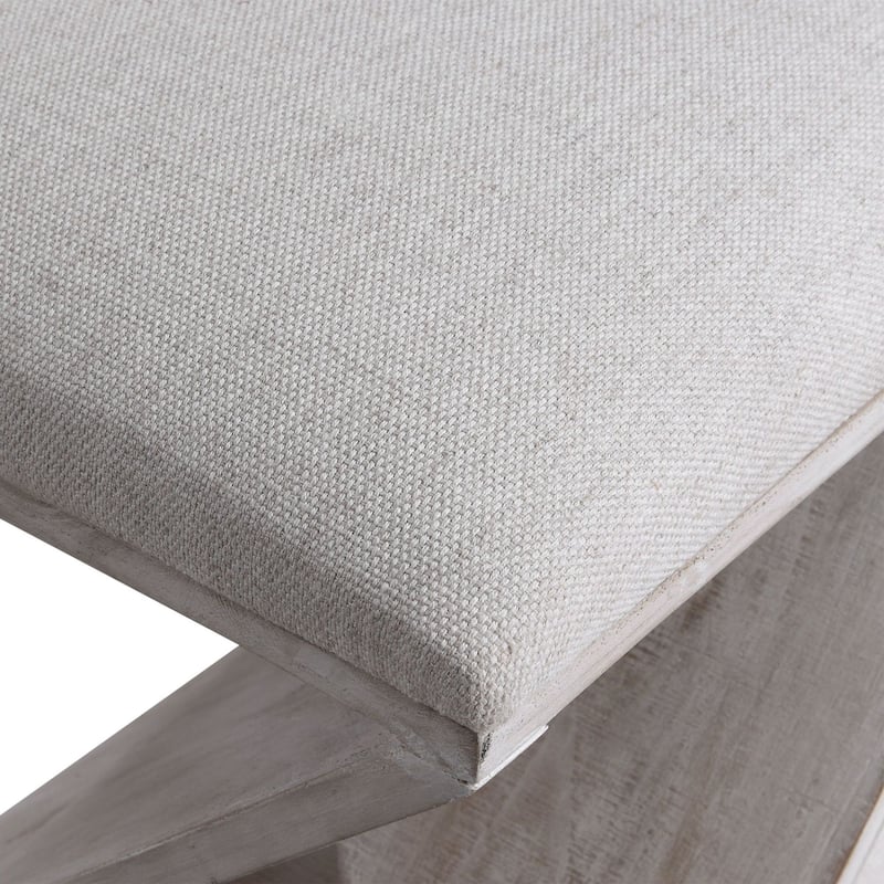 Uttermost Benue 17" Wide Coastal Ottoman with White Washed Fir Wood