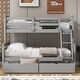 preview thumbnail 12 of 21, Twin over Full Bunk Bed with Ladder, Two Storage Drawers, Safety Guardrail Grey