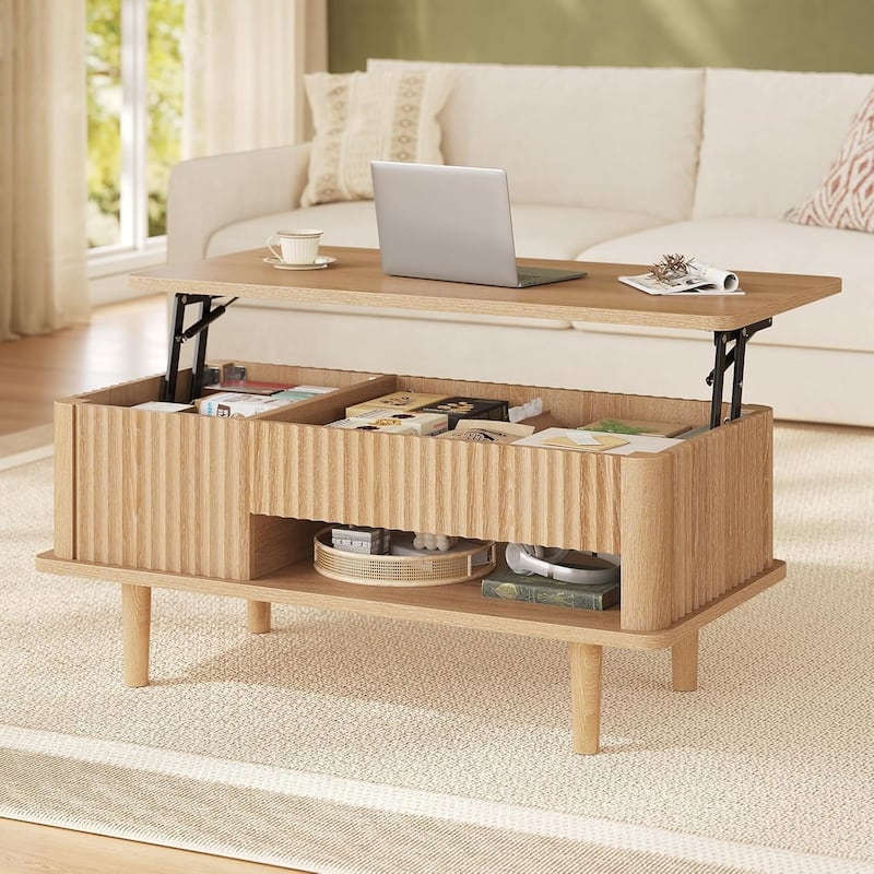 Lift Top Coffee Table Storage Center Table Almost no assembly required - Natural