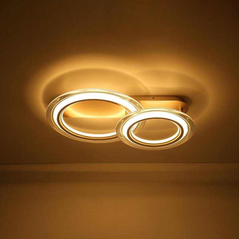 Modern Flats Double-circle Dimmable LED Semi-flush Mount - 26.0 in