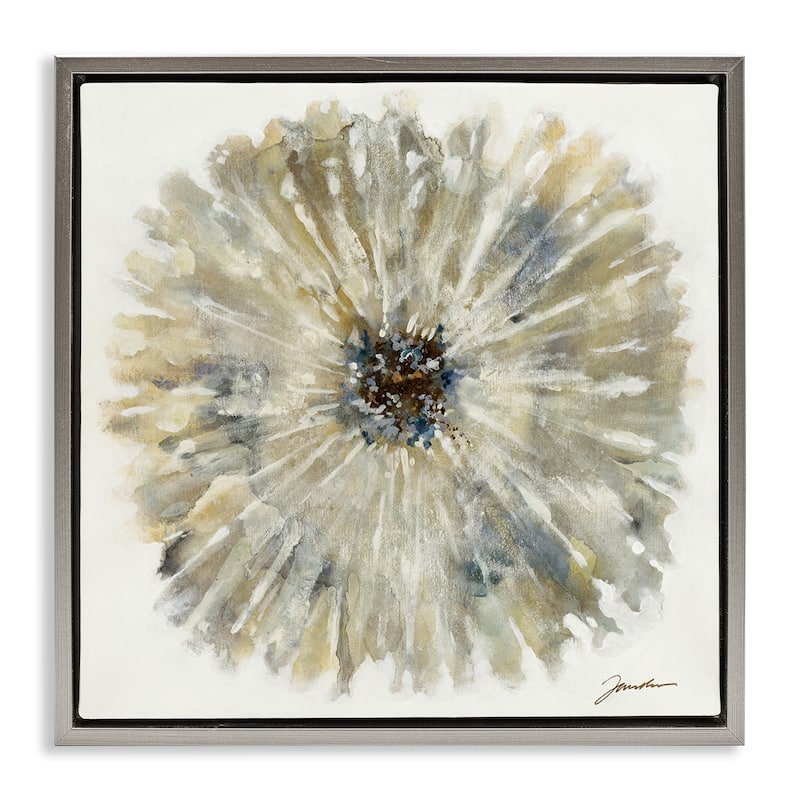 Stupell Neutral Rustic Abstract Flower Framed Floater Canvas Wall Art Design By Liz Jardine - 18 x 18 - Grey
