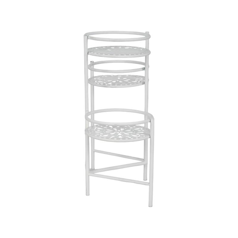 Sagebrook Home 22" Metal Folding 3Tier Plant Stand, Round, 22"H, Solid Color - 10" x 10" x 22"