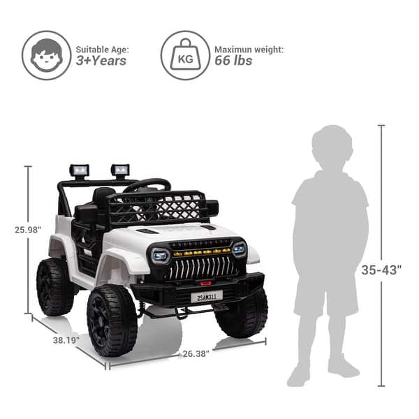 dimension image slide 3 of 8, Kids Ride On Truck Car with Remote Control