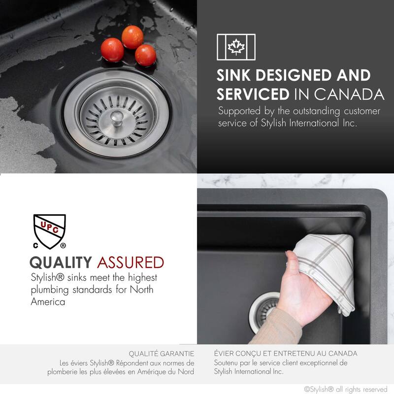 STYLISH Dual Mount 32" Single-Bowl Composite Granite Kitchen Sink - 32" x 18" x 9.5"