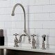 preview thumbnail 14 of 25, English Country Bridge Kitchen Faucets with Brass Sprayer