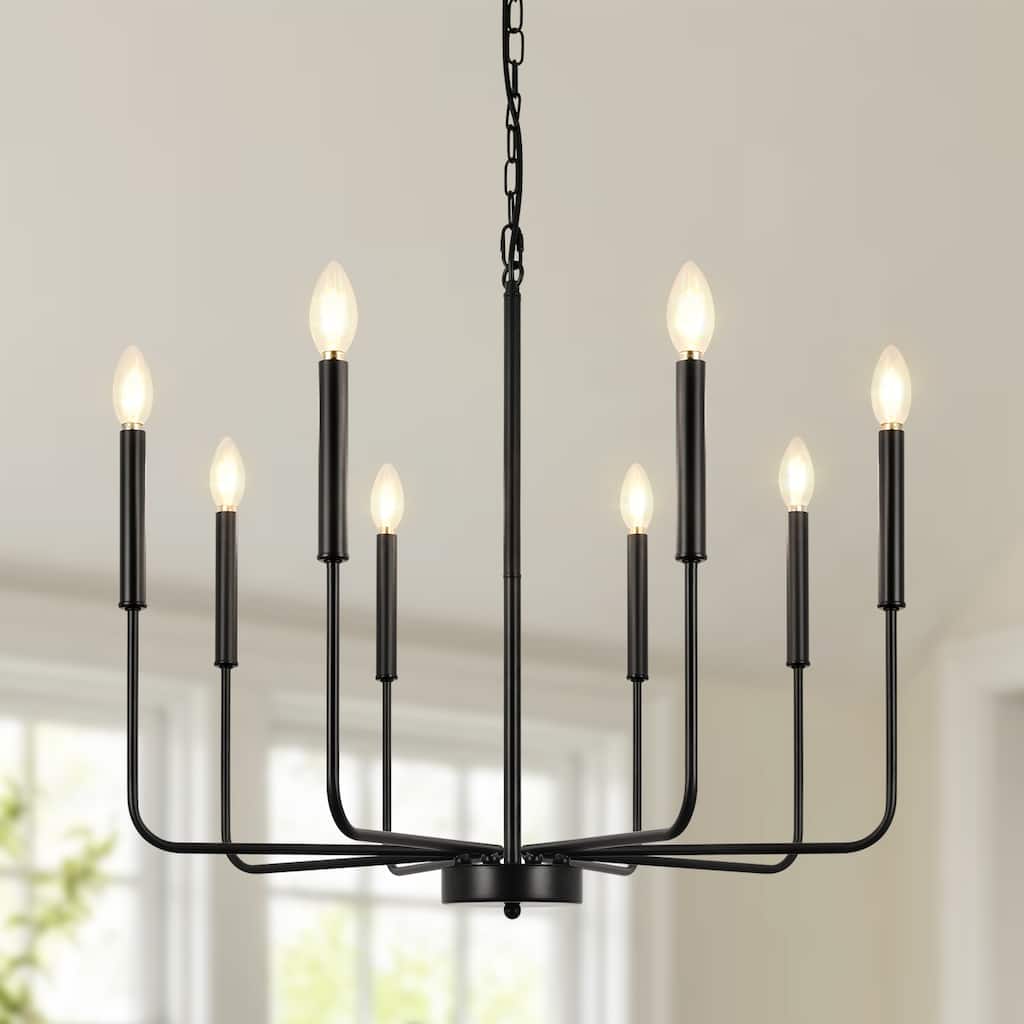 8-Light Farmhouse Traditional Candle Chandelier for Dining Room Bedroom Living Room